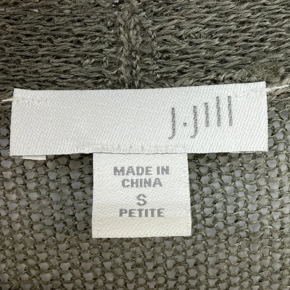 J Jill Moss Green Linen Blend Long Open Cardigan Sweater Womens Small‎ Petite